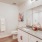 a bathroom with a large mirror